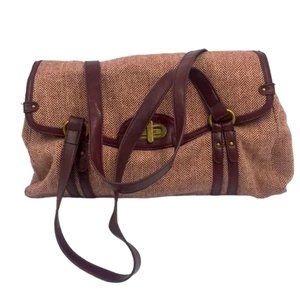 Red 👜 Wine & Beige Satchel Bag